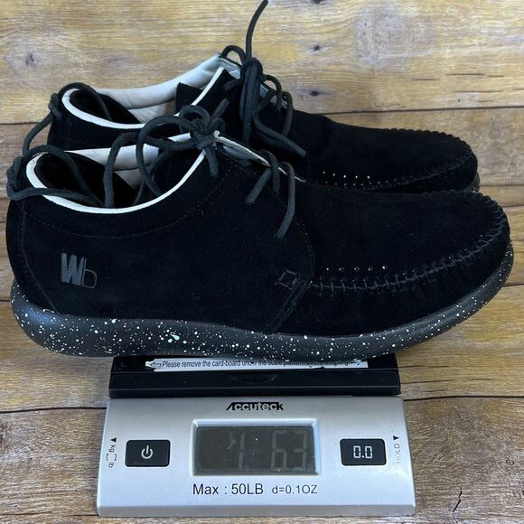 WORLD BOOTS Sz 7 Mens Moccasins 100% Leather Suede Hemera Skirt Style True Black - Picture 8 of 16